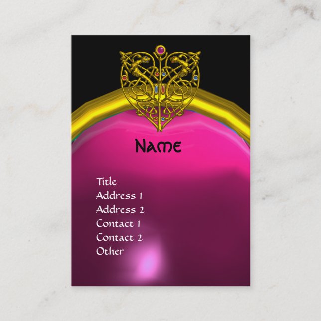 HYPER VALENTINE AMETHYST MONOGRAM  yellow pink Business Card (Front)