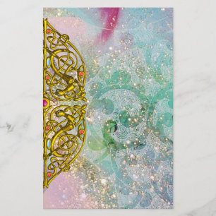 HYPER VALENTINE / GOLD CELTIC HEART, Blue Sparkles Stationery