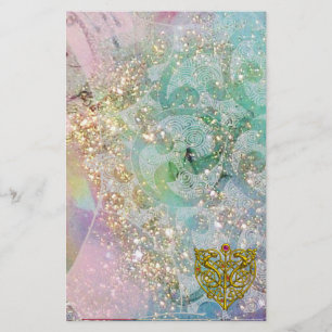 HYPER VALENTINE / GOLD CELTIC HEART, Blue Sparkles Stationery