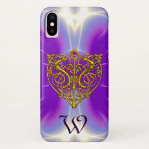 HYPER VALENTINE GOLD CELTIC HEART MONOGRAM Purple iPhone X Case