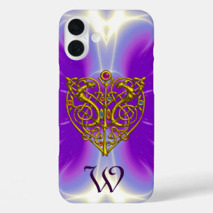 HYPER VALENTINE GOLD CELTIC HEART MONOGRAM Purple iPhone 16 Plus Case