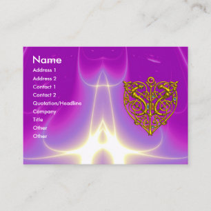 HYPER VALENTINE,GOLD CELTIC HEART Pink Fuchsia Business Card