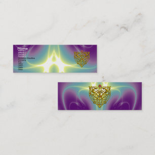 HYPER VALENTINE,GOLD CELTIC HEART Purple Green Mini Business Card