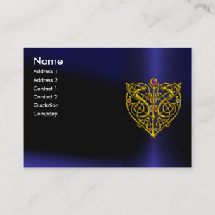 HYPER VALENTINE,GOLD CELTIC KNOT HEART JEWEL Blue Business Card