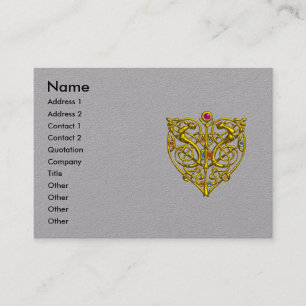 HYPER VALENTINE,GOLD CELTIC KNOTS HEART Black Grey Business Card