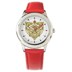 HYPER VALENTINE,GOLD CELTIC KNOTS HEART White Watch