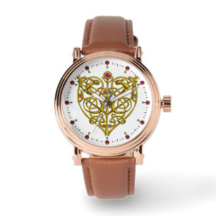 HYPER VALENTINE,GOLD CELTIC KNOTS HEART White Watch
