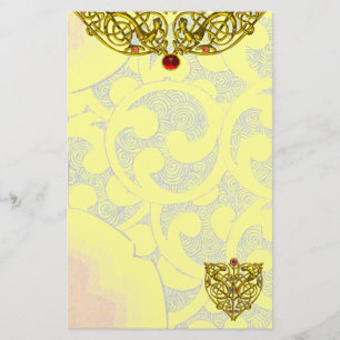 HYPER VALENTINE Gold Celtic Knots Yellow Swirls Stationery