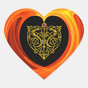 HYPER VALENTINE /GOLD HEART WITH CELTIC KNOT HEART HEART STICKER