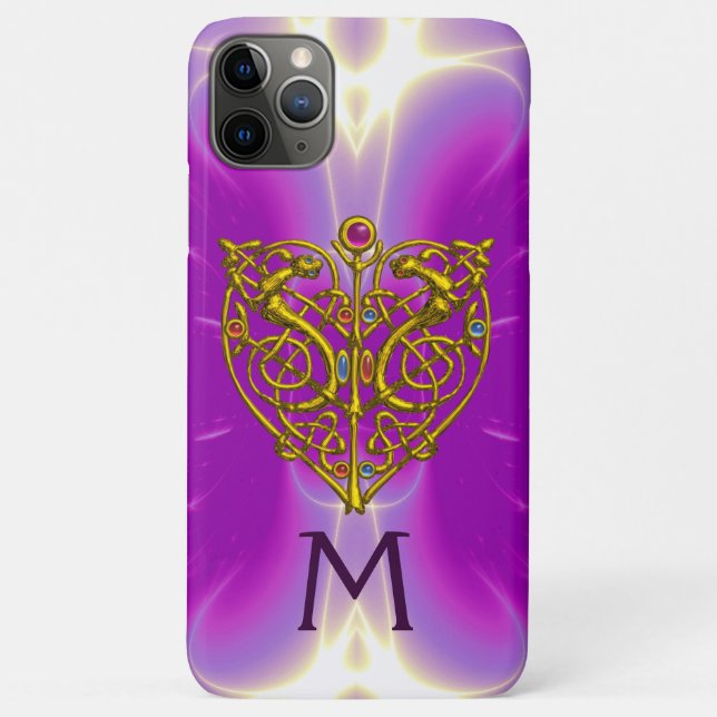 HYPER VALENTINE HEART MONOGRAM Pink Fuchsia Purple Case-Mate iPhone Case (Back)