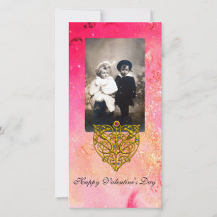HYPER VALENTINE ,Pink Fuchsia Gold Sparkles Holiday Card