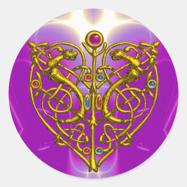 HYPER VALENTINE   Pink Fuchsia Purple Classic Round Sticker (Front)