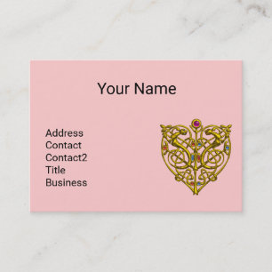 HYPER VALENTINE,PINK GOLD CELTIC KNOT HEART JEWEL BUSINESS CARD
