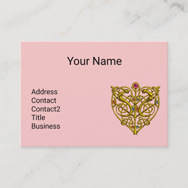 HYPER VALENTINE,PINK GOLD CELTIC KNOT HEART JEWEL BUSINESS CARD (Front)