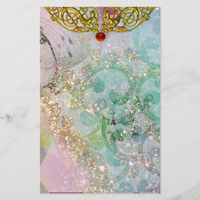 HYPER VALENTINE / RUBY GOLD CELTIC HEART, Blue Stationery (Front)