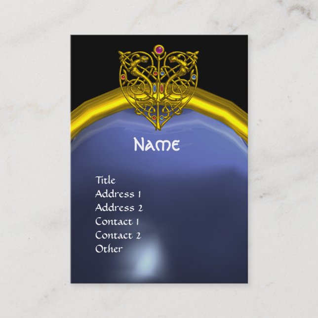 HYPER VALENTINE TOPAZ  MONOGRAM  yellow blue Business Card (Front)