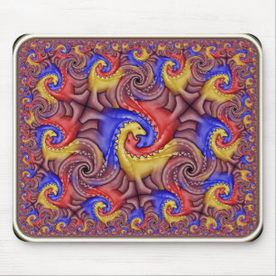 Hyperbolic Dinosaur Tessellation Mouse Mat