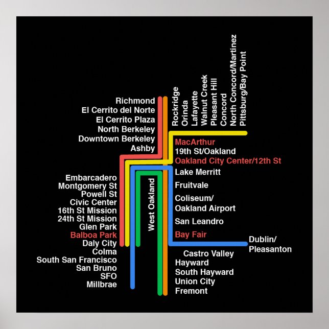 Hyperlinear BART map (black) Poster (Front)