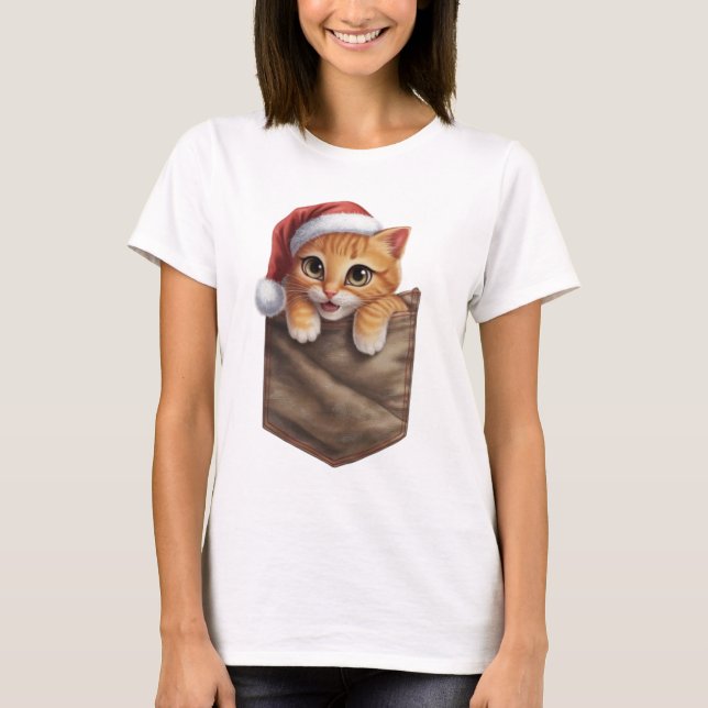  Hyperrealistic Anime Kitten in Pocket T-Shirt (Front)
