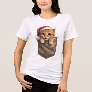 Hyperrealistic Anime Kitten in Pocket T-Shirt Tri-Blend Shirt