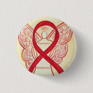 Hypertension (HTN) Awareness Red Ribbon Angel Pin