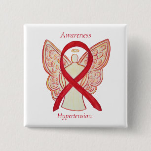 Hypertension (HTN) Awareness Red Ribbon Angel Pin