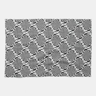 Hypnosis Pattern black white + your ideas Tea Towel