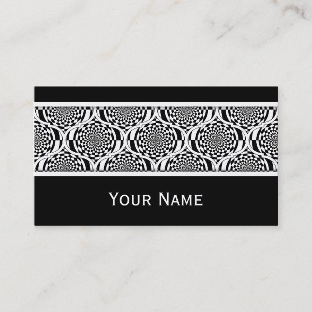 Hypnosis Pattern black white + your text Business Card (Front)