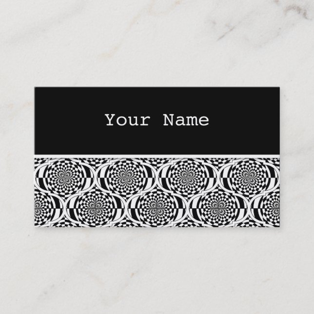 Hypnosis Pattern black white + your text Business Card (Front)
