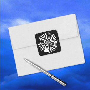 Hypnosis Spiral Stickers, Black Background Square Sticker