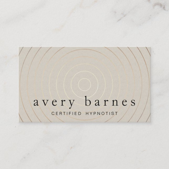 Hypnotherapist Modern Gold Circles Tan Business Card (Front)