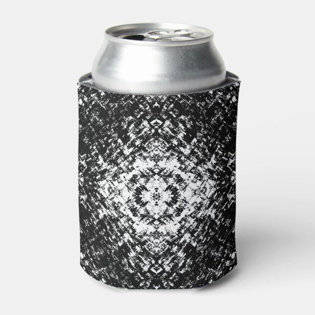 Hypnotic Abstract Black And White Modern Art Can Cooler (Can Front)