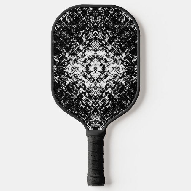 Hypnotic Abstract Black And White Modern Art Pickleball Paddle (Front)