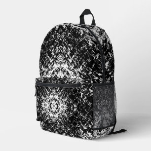 Hypnotic Abstract Black And White Modern Art Printed Backpack