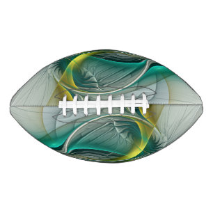 Hypnotic Abstract Golden Turquoise Teal Fractal American Football