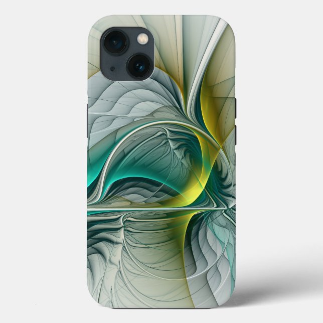 Hypnotic Abstract Golden Turquoise Teal Fractal Case-Mate iPhone Case (Back)