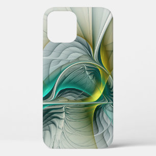 Hypnotic Abstract Golden Turquoise Teal Fractal iPhone 12 Case