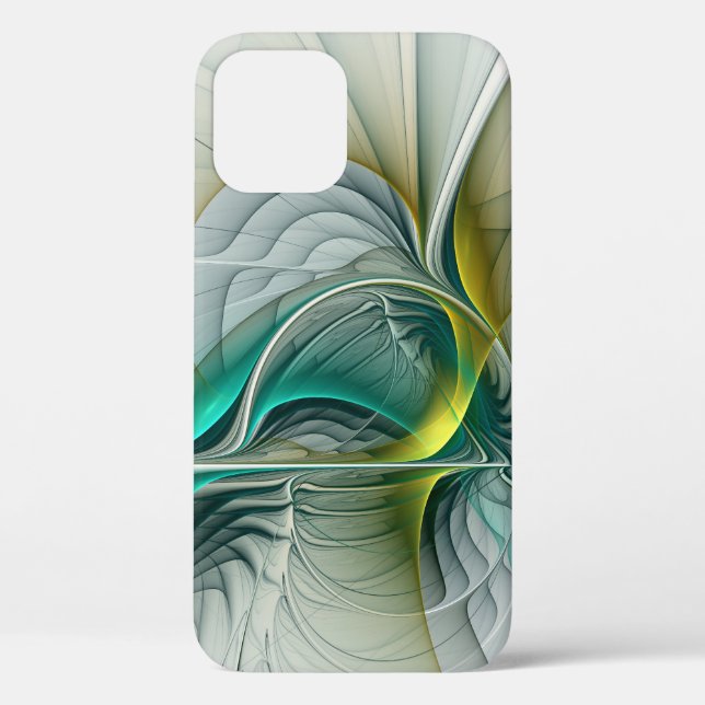 Hypnotic Abstract Golden Turquoise Teal Fractal Case-Mate iPhone Case (Back)