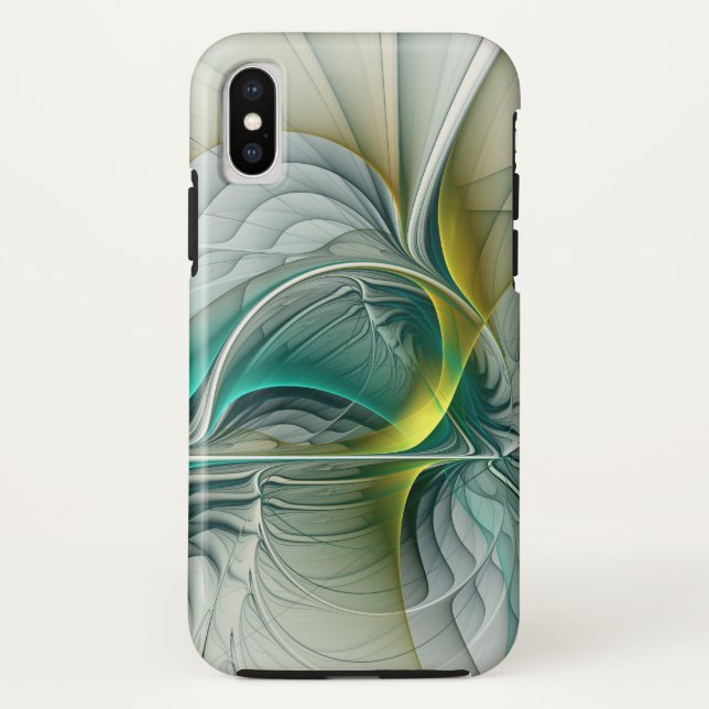 Hypnotic Abstract Golden Turquoise Teal Fractal Case-Mate iPhone Case (Back)