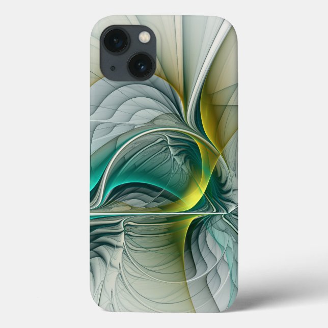 Hypnotic Abstract Golden Turquoise Teal Fractal Case-Mate iPhone Case (Back)