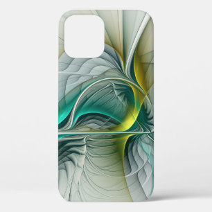 Hypnotic Abstract Golden Turquoise Teal Fractal iPhone 12 Pro Case