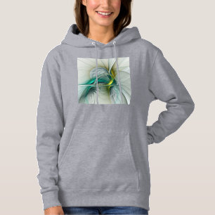Hypnotic Abstract Golden Turquoise Teal Fractal Hoodie
