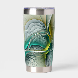 Hypnotic Abstract Golden Turquoise Teal Fractal Insulated Tumbler