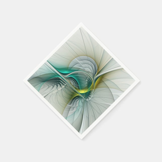 Hypnotic Abstract Golden Turquoise Teal Fractal Napkin (Corner)