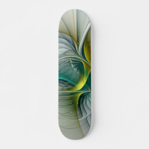 Hypnotic Abstract Golden Turquoise Teal Fractal Skateboard