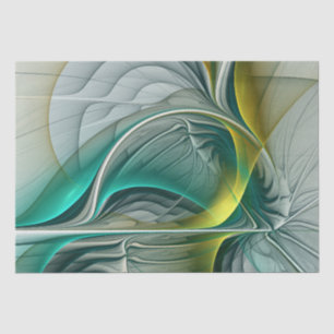 Hypnotic Abstract Golden Turquoise Teal Fractal Tissue Paper