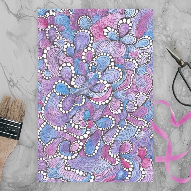 Hypnotic Abstract Hand-Drawn Purple Organic Swirls Tissue Paper (Creator Uploaded)