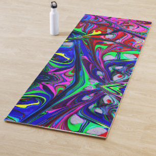 Hypnotic Abstract Rainbow Paint Swirls Yoga Mat