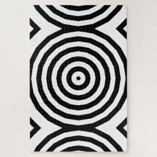 Hypnotic Black and White Circle Pattern Jigsaw Puzzle