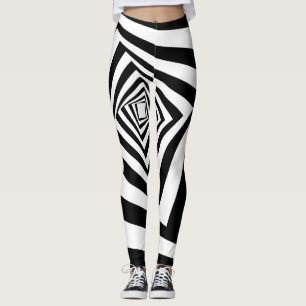 Hypnotic Black & White Optical Illusion Leggings